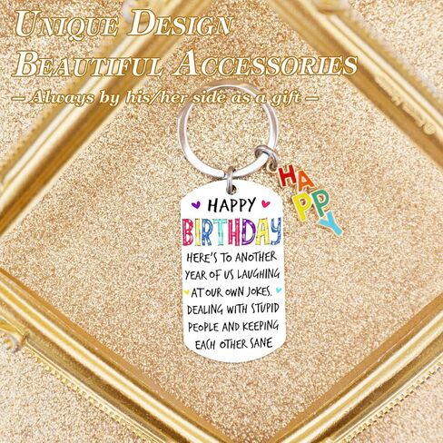 Ibiwe Best Friend Birthday Gifts For Friends Funny Keychain For Bestie Friends Sister Brother Coworker Gifts For Her Him Birthday Party Friendship Gifts Happy Birthday Keyrings, Silver, S in Kuwait