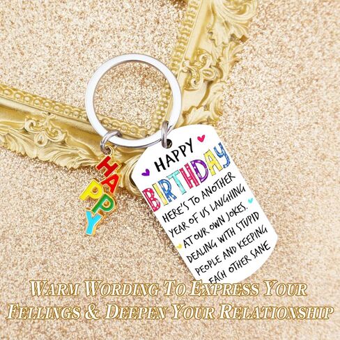 Ibiwe Best Friend Birthday Gifts For Friends Funny Keychain For Bestie Friends Sister Brother Coworker Gifts For Her Him Birthday Party Friendship Gifts Happy Birthday Keyrings, Silver, S in Kuwait