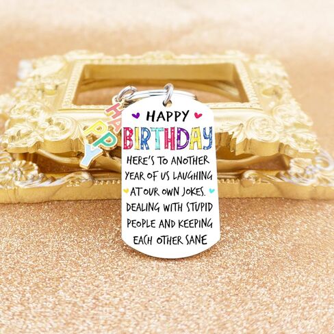 Ibiwe Best Friend Birthday Gifts For Friends Funny Keychain For Bestie Friends Sister Brother Coworker Gifts For Her Him Birthday Party Friendship Gifts Happy Birthday Keyrings, Silver, S in Kuwait