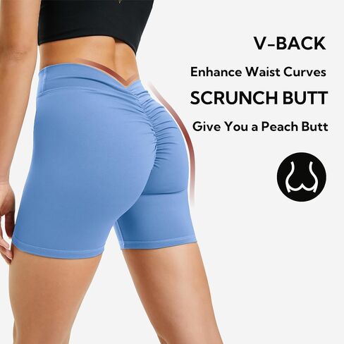 keriffe Workout Shorts Womens V Back Scrunch Butt Lifting Booty Gym Shorts High Waist Spandex Biker Shorts in Saudi Arabia