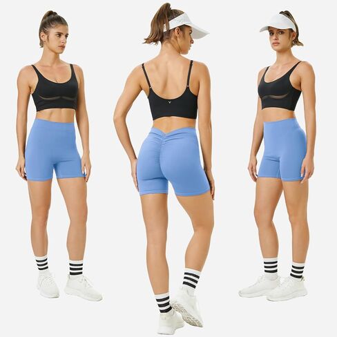 keriffe Workout Shorts Womens V Back Scrunch Butt Lifting Booty Gym Shorts High Waist Spandex Biker Shorts in Saudi Arabia