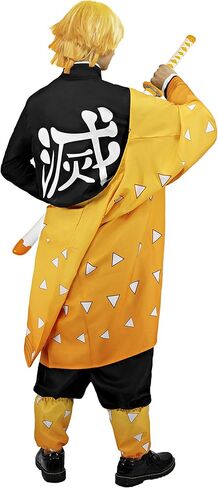 Cosplay Costume for Agatsuma Zenitsu Anime Series Character Clothes Sets with Yellow Cloak for Adults S-L (M) in Kuwait