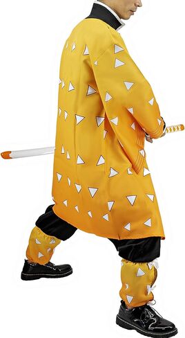 Cosplay Costume for Agatsuma Zenitsu Anime Series Character Clothes Sets with Yellow Cloak for Adults S-L (M) in Kuwait