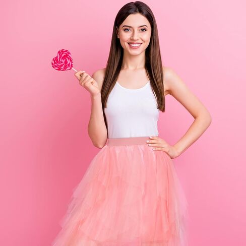 تنورة توتو وردية بخصر مرن من التول تنورة متوسطة الطول ذات طبقات مكشكشة فستان طويل من التول للفتيات والنساء والبالغات in Kuwait