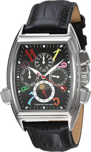 ساعة رجالية من Christian Van Sant "Grandeur" أوتوماتيك من الفولاذ المقاوم للصدأ والجلد ، اللون: أسود (الموديل: CV2130), أسود, جراندور in Kuwait
