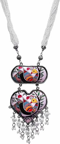 قلادة عرقية من الفضة المؤكسدة العتيقة للنساء والبنات، 19 سم، معدن، بدون احجار كريمة in Kuwait