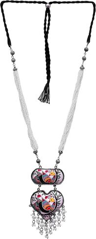 قلادة عرقية من الفضة المؤكسدة العتيقة للنساء والبنات، 19 سم، معدن، بدون احجار كريمة in Kuwait