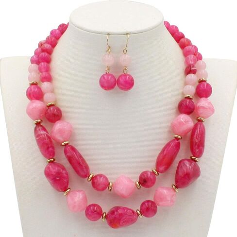 مجموعة أقراط على شكل قلادة مكونة من طبقتين من Ufraky للنساء والفتيات هدية مجوهرات in Kuwait