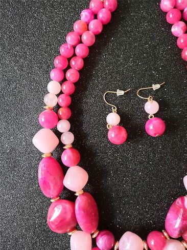 مجموعة أقراط على شكل قلادة مكونة من طبقتين من Ufraky للنساء والفتيات هدية مجوهرات in Kuwait