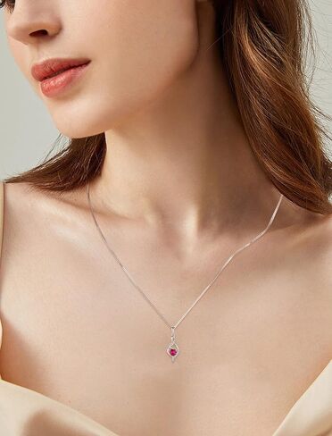 قلادة JIWOY إنفينيتي من الفضة الإسترليني على شكل قلب الحب وأقراط رافعة من حجر الياقوت مكونة من مجموعة مجوهرات روبي للنساء in Kuwait