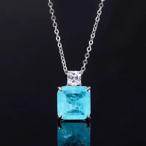 REIEN Jewelry Set for women, Princess Cut Wedding Pendant Necklace Dangle Earrings set, S925 Sterling Silver with CZ Cubic Zirconia for Brides Bridesmaid Accessories Jewelry Gifts for Women in Saudi Arabia