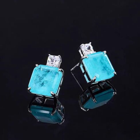 REIEN Jewelry Set for women, Princess Cut Wedding Pendant Necklace Dangle Earrings set, S925 Sterling Silver with CZ Cubic Zirconia for Brides Bridesmaid Accessories Jewelry Gifts for Women in Saudi Arabia
