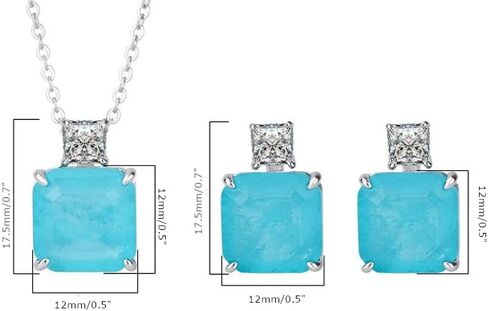 REIEN Jewelry Set for women, Princess Cut Wedding Pendant Necklace Dangle Earrings set, S925 Sterling Silver with CZ Cubic Zirconia for Brides Bridesmaid Accessories Jewelry Gifts for Women in Saudi Arabia