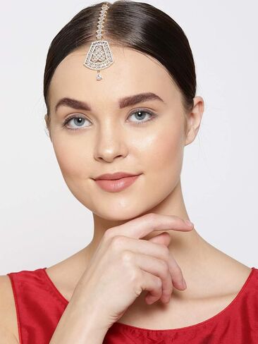 ساعة Priyaasi للسيدات مطلية بالذهب الوردي ومرصعة بالألماس الأمريكي على طراز تشاندبالي من Maang Tikka in Kuwait