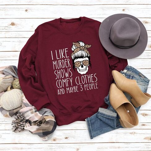 YourTops Women True Crime Sweatshirt I Like Murder Shows Comfy Clothes and Maybe Like 3 People Shirt in Saudi Arabia