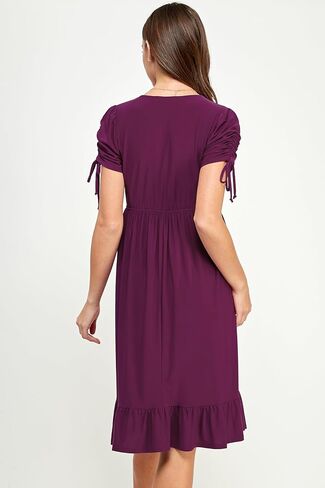 LaClef Womens V Neck Wrap Short Sleeve Drawstring Ruffle Hem Maternity Dress in Saudi Arabia