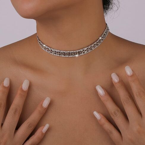 لامعة حجر الراين سلسلة قلادة خمر كريستال الماس قلادة اكسسوارات مهرجان الزفاف للنساء والفتيات in Kuwait