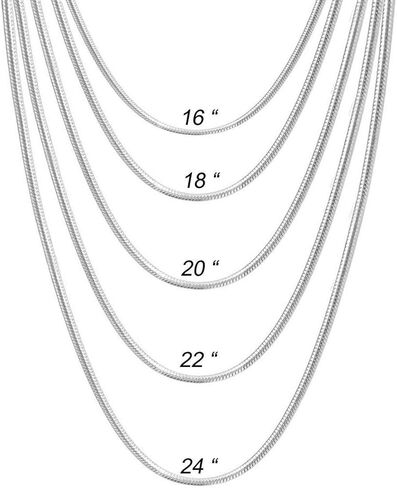 Zhx 3PCS/5PCS 925 Sterling Silver Snake Chains Necklaces 16" 18" 20" 22" 24" 26" 28" 30" in Kuwait