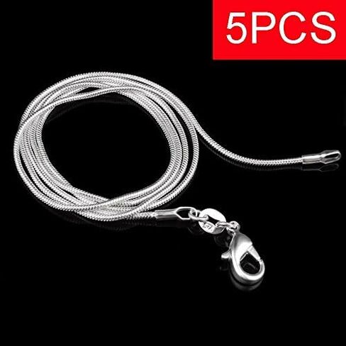 Zhx 3PCS/5PCS 925 Sterling Silver Snake Chains Necklaces 16" 18" 20" 22" 24" 26" 28" 30" in Kuwait