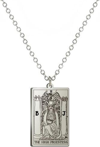 LIKGREAT Astrology Tarot Cards Necklace Major Arcana Tarot Jewelry for Women Girls Divination Magic Amulet Chain Necklace in Saudi Arabia