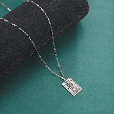 LIKGREAT Astrology Tarot Cards Necklace Major Arcana Tarot Jewelry for Women Girls Divination Magic Amulet Chain Necklace in Saudi Arabia