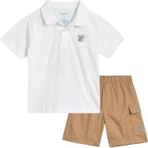 AEROPOSTALE Toddler Boys' Shorts Set - 2 Piece Woven Boys Cargo Shorts and Polo Shirt Set - Toddler Boys Clothes (2T-4T)