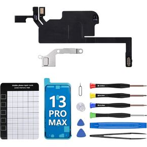 for iPhone 13 Pro Max Ear Speaker Flex Cable Replacement OEM Repair Earpiece Connector Kit Proximity Sensor Part with Fix Tools Kit with Magnetic Pad for A2641 A2643 A2644 A2645 A2484
