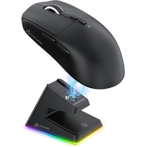 ماوس ألعاب لاسلكي ATTACK SHARK X6 49g Superlight مع قاعدة شحن مغناطيسية RGB، مستشعر PixArt PAW3395 للفئران خفيف الوزن، 26000 نقطة في البوصة، ماوس BT/2.4G/سلكي، شريط قبضة، بطارية 200 ساعة لنظام Win/Mac