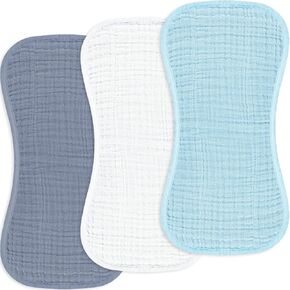 3 Pack Organic Baby Burp Cloths for Baby Boys and Girls, Multi-Colors Muslin Washcloths Baby Burping for Newborn