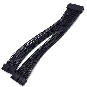 Burnt Bridge 24Pin 1 to 2 Port Power Supply Extension Cable, Black
