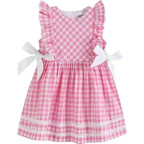 Lil cactus Pink Check Ruffle A-Line Dress, 5 Years