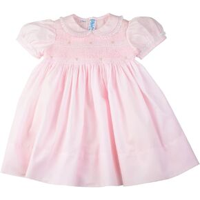 Feltman Brothers Dress Girls Blue Smocked Yoke Dress with Lace Trim Infant