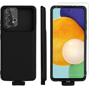 A52 Battery Case For Samsung Galaxy A52 5g, 5000mAh Backup Power Bank External Battery for Galaxy A52 a52s 5g portable Charging Cover charger case with A52 a52s screen protector Camera Protector