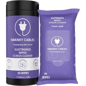 Screen Cleaner Wipes Bundle - Electronic Wipes for Screens, Computer, Phone, TV, Monitor and Lens, Tech Cleaning Supplies, Includes Microfiber Cloth - 1 Canister & 1 Soft Wipes