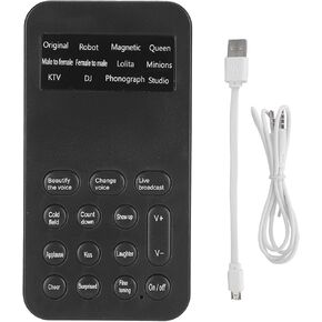 Sound Card Voice Changer, Handheld Sound Card, Mini Voice Changer Device, Plug and Play, Voice Disguiser Modulator,Gaming Recording for Mobile Phone Computer