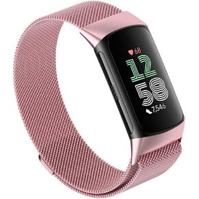 Compatible for Fitbit Charge 6/Charge 5 Bands, Women Men Adjustable Stainless Steel Metal Mesh Loop Wristband Replacement Straps for Fitbit Charge 6/Charge 5 Advanced Fitness