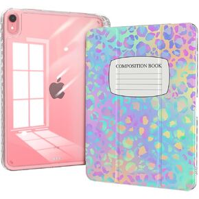 Case for Ipad Pro 11 inch M4 (2024, 5th Generation) with Pencil Holder, Trifold Stand, Transparent Clear Back Cover Protector, Slim Shockproof Hybrid Case, Auto Wake/Sleep, Purple Flower