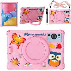 10.1-inch Case for Okaysea/BYYBUO/Hoozo/QunyiCO/PRITOM/plimpton/Onn 10.1-inch Android Tablet Universal Cute 3D Cartoon Pattern Suitable Case (Pink Insects)