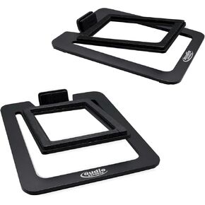 Metal Speaker Stands, Desktop, 20° Tilted Speaker Risers - PC Speakers, Freestanding, Bookshelf Speakers, Studio Monitor Stand, Computer Gaming, Multimedia, Heavy-Duty Steel (PAIR)