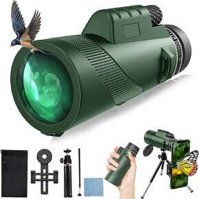 Monocular Telescope, 12x52 HD Monoculars for Adults, BAK-4 Prism and FMC High Power Monocular for Smartphone, Compact Portable Waterproof Monocular with Smartphone Stand & Tripod