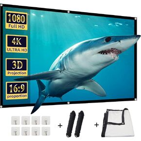 84 inch Projector Screen, DUYIKJ Foldable Portable Rear Front Projector Screen 4K Indoor Outdoor 16:9 HD Double Sided Projection Movies Screen for Backyard Home Theater Halloween Videos Screen