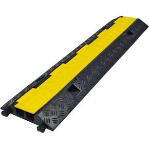 Electriduct 2-Channel Rubber Cable Protector Floor Cord Cover Wire Ramp up to 1 Inch Pipe or Hose Diameter with T connectors