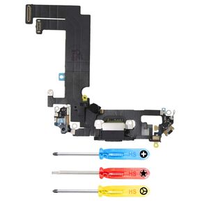 MMOBIEL Dock Connector Compatible with iPhone 12 Mini 2020 - Charging Port Flex Cable - Headphone Port/Microphone/Antenna Replacement - Incl. Screwdrivers - Black