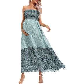 فستان نسائي صيفي كاجوال للحمل بوهو بدون حمالات واسع in Kuwait