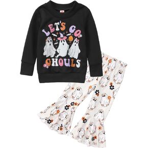 Halloween Toddler Baby Girls Boys Outfit Pumpkin Spooky Crewneck Long Sleeve Sweatshirt Pants Set Fall Winter Clothes