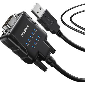 1-Port Industrial USB-C to Serial/RS232 (DB9) Converter Adapter w/ 9 x LEDs (Compatible for Windows 11, macOS 14, U2RS232-C)