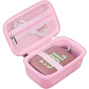 BOVKE Carrying Case Compatible with JBL Go 4 Portable Bluetooth Wireless Speaker, Extra Mesh Pocket for Charging Cables and Accessories, Black