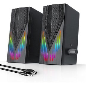 Computer Speakers for Desktop,Computer Speakers for Laptop,Gaming Speakers with Volume Control,Colorful RGB Lights with 3.5 mm Aux,Computer Speakers for PC,Desktop,Laptop