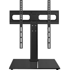OLIXIS Universal TV Mount Stand for 26-55 inch TVs, Height Adjustable, Swivel Table Top TV Stand with Tempered Glass Base, Holds up to 99 LBs, Max VESA 400x400mm, TV Stand with Power Outlet