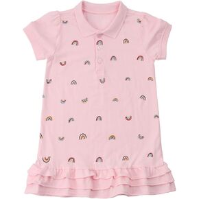 HOOLCHEAN Toddler Little Girl Cotton Playwear Ruffle Hem T-shirt Dress